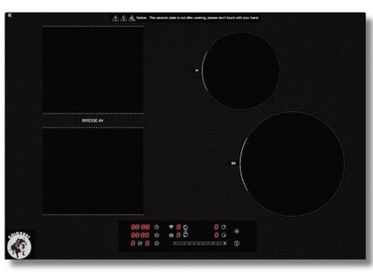 GoldHaus 30" 4-Burner Induction Cooktop, 2500W Boost, WiFi, Touch Slider, Black Kanger Glass
