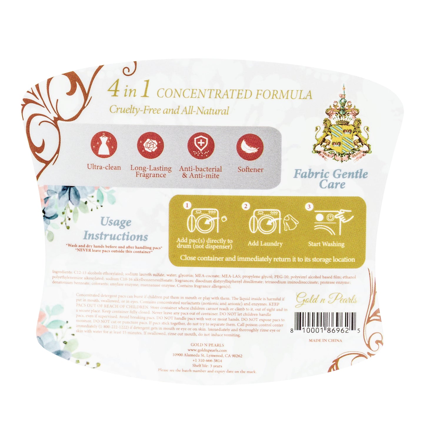 Gold n Pearls 4-in-1 Laundry Detergent Pods - Cherry Velvet (36 Pods)