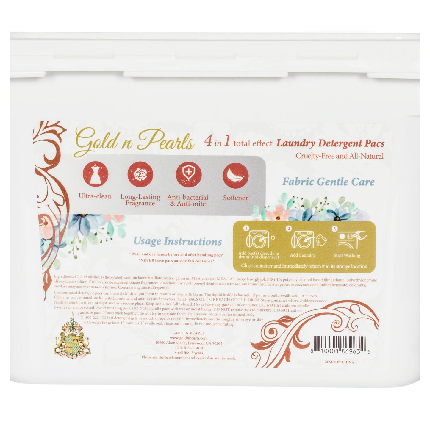 Gold n Pearls 4-in-1 Laundry Detergent Pods - Cherry Velvet (52 Pods)