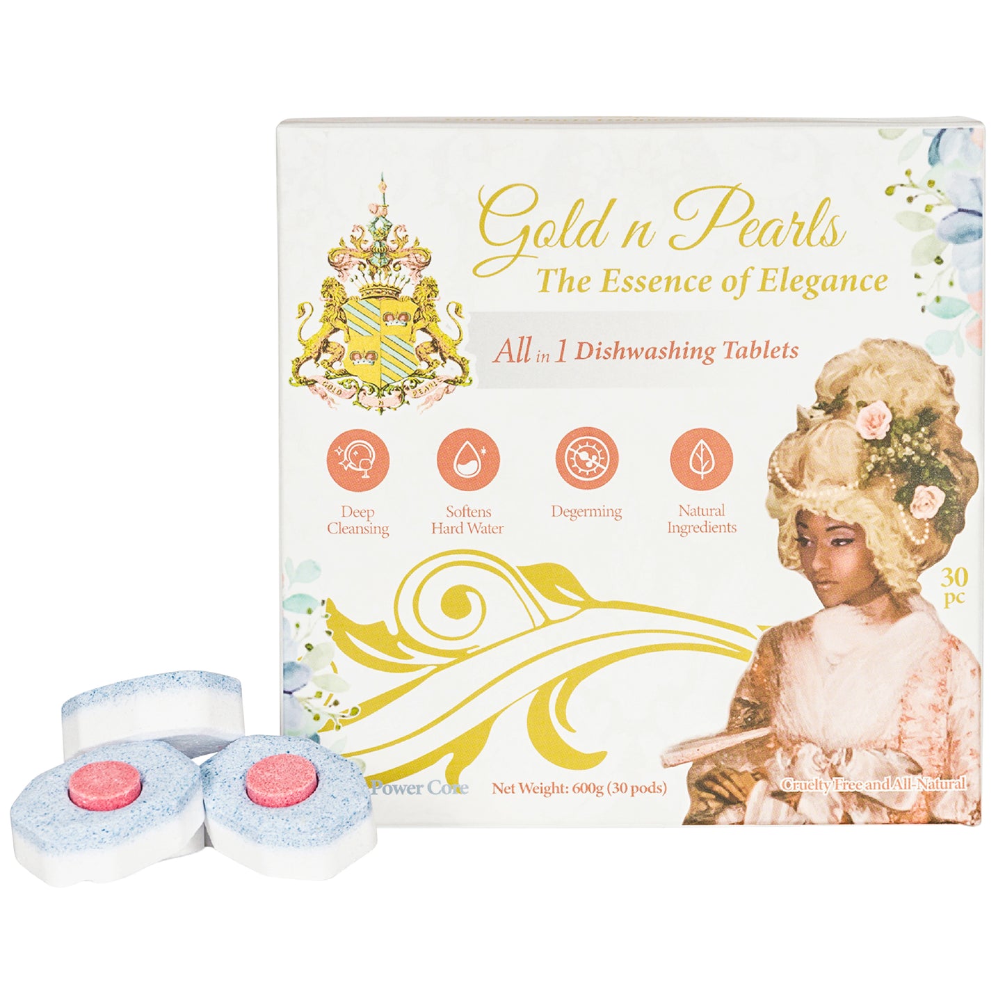Gold n Pearl Dishwashing Tablet with Red Spot - (30 Tablets)